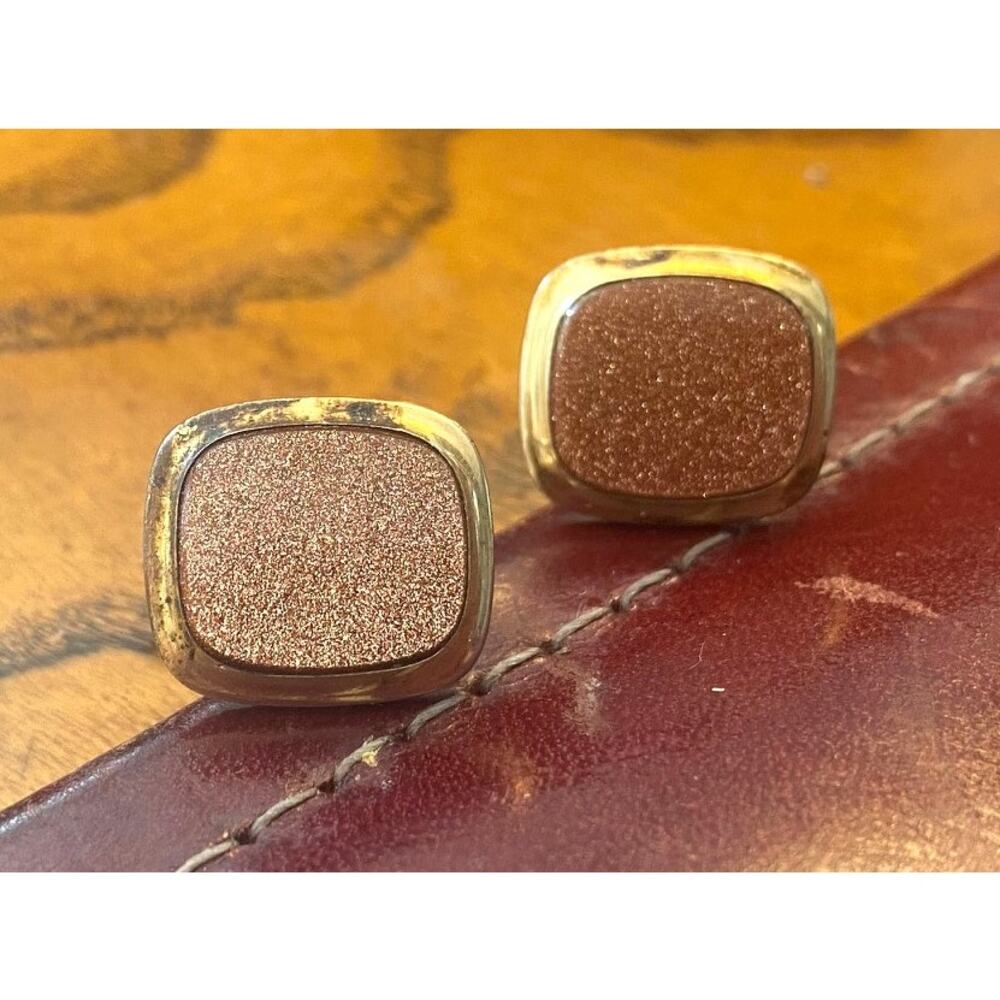 VTG Set of Correct Quality Cufflinks with Sparkling Bronze Lucite Insets